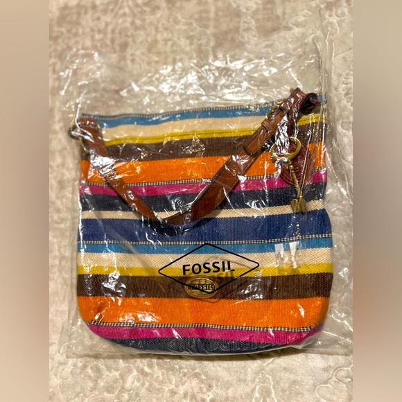 Fossil Stripe Shoulder Bag with Key Charm - Multicolor - Picture 4 of 9